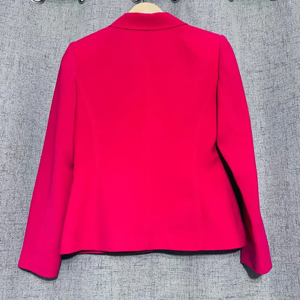 Kasper Company ASL Jacket Women 6 Red Full Zip‎ Blazer Business Office Career